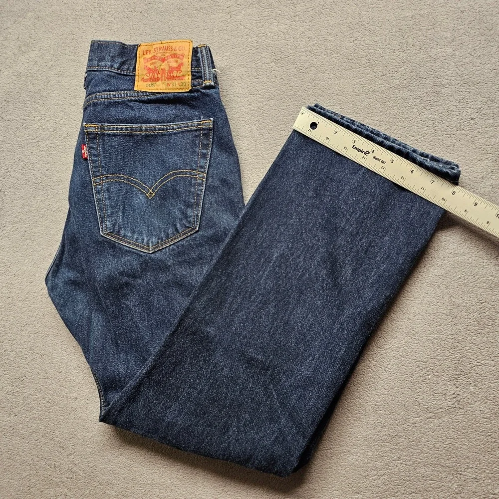 Levis 505 Regular Fit Straight Leg Jeans Mens W31 L30 Dark Indigo Blue Denim‎